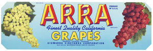 Arra Brand Vintage Bakersfield California Grape Crate Label