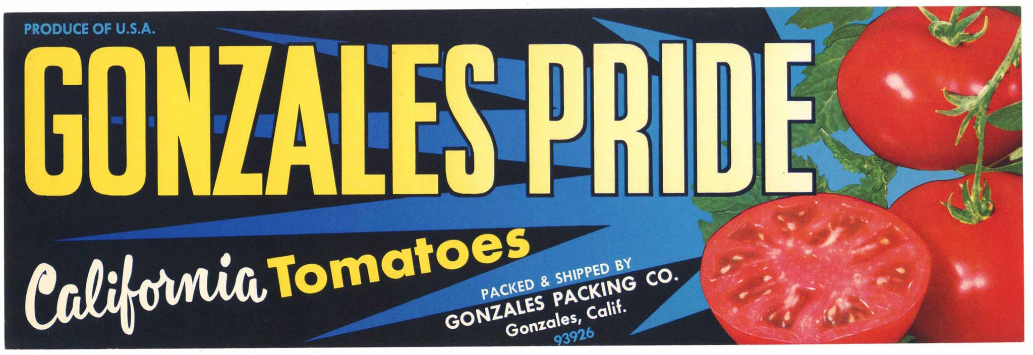 Gonzales Pride Brand Gonzales California Tomato Crate Label