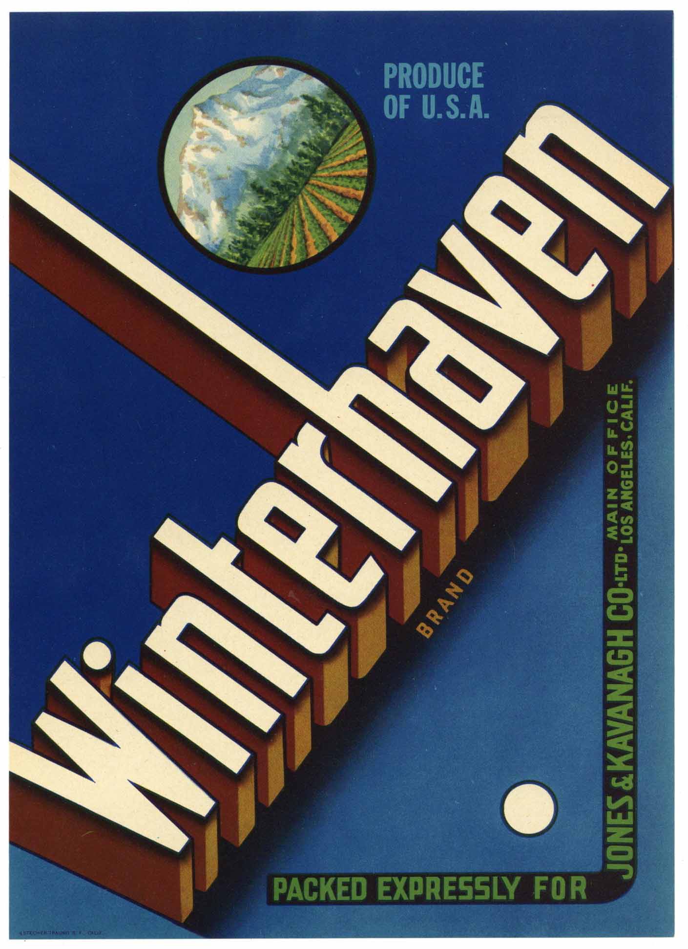 Winterhaven Brand Vintage California Vegetable Crate Label