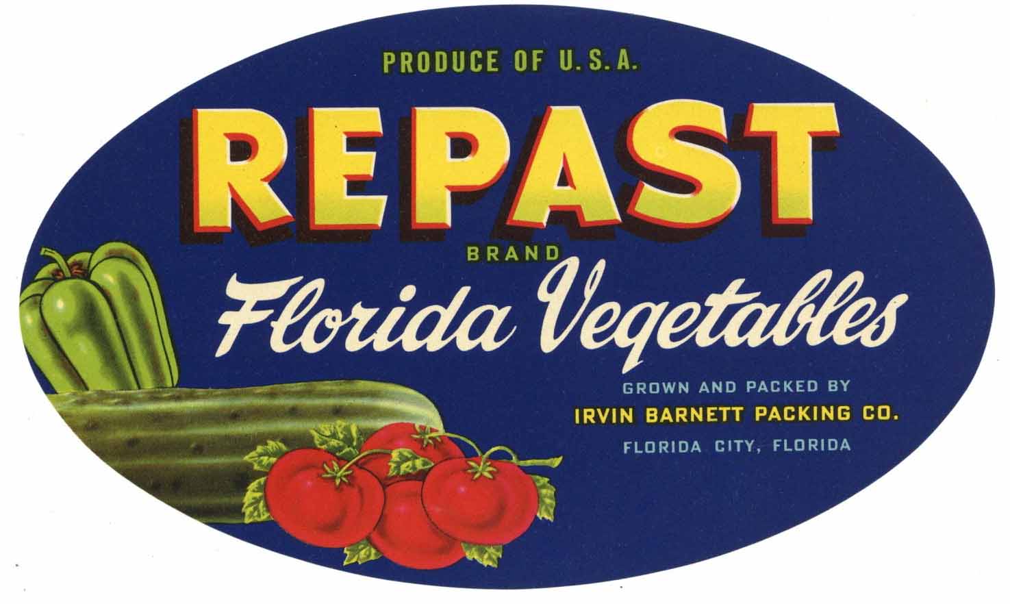 Repast Brand Vintage Florida City Florida Produce Crate Label