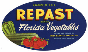 Repast Brand Vintage Florida City Florida Produce Crate Label