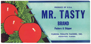 Mr. Tasty Brand Vintage Homestead Florida Tomato Crate Label