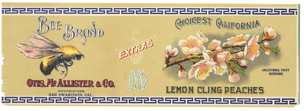 Bee Brand Vintage Peach Can Label