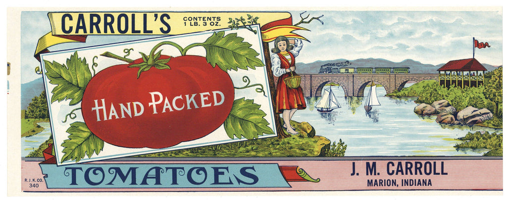 Carroll's Brand Vintage Marion Indiana Tomato Can Label