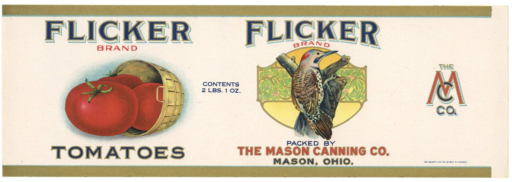 Flicker Brand Vintage Mason Ohio Tomato Can