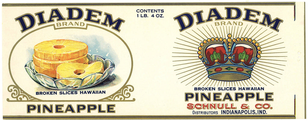 Diadem Brand Vintage Indianapolis Indiana Pineapple Can