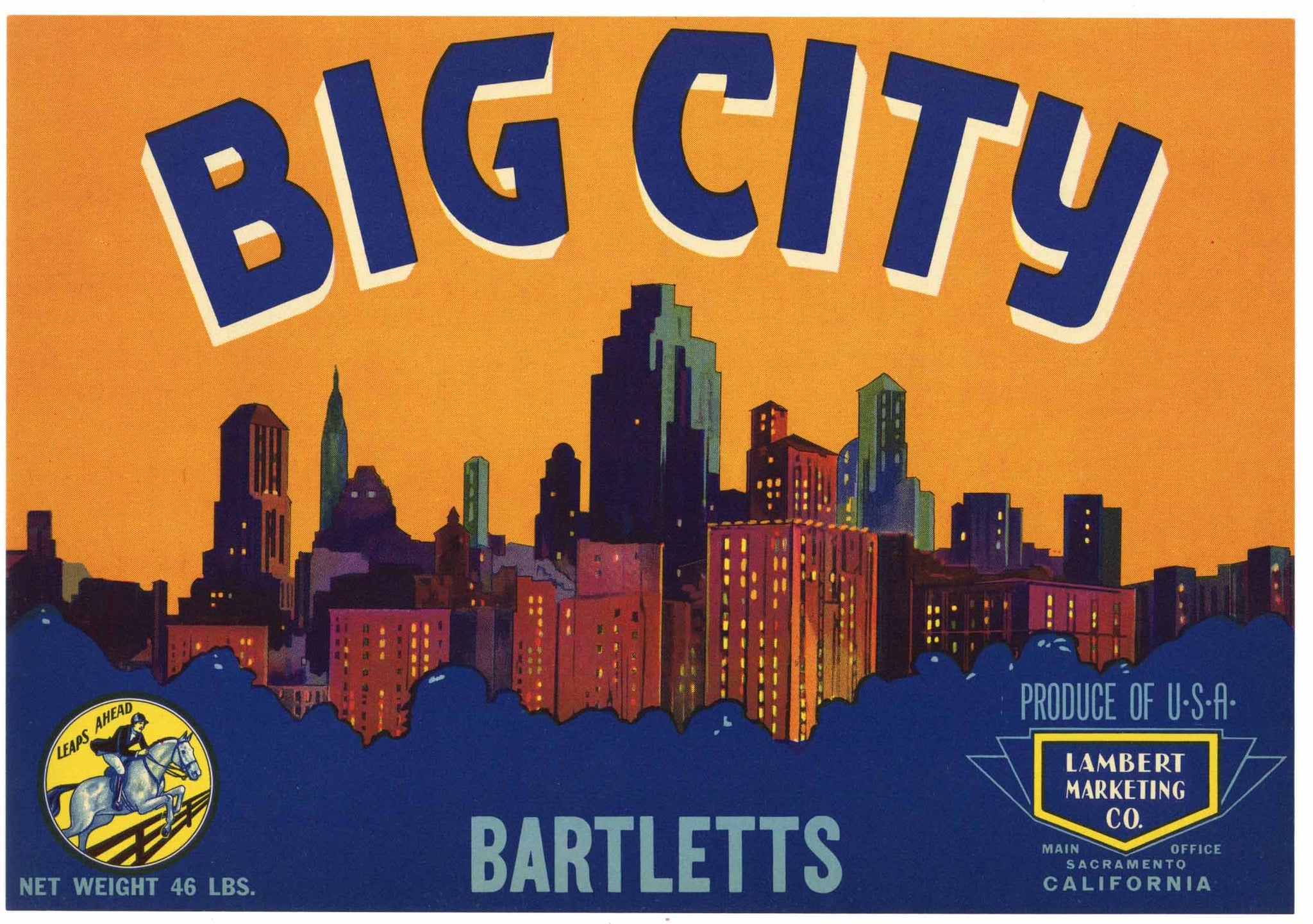 Big City Brand Vintage Pear Crate Label, Bartletts