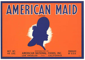 American Maid Brand Vintage California Pear Crate Label