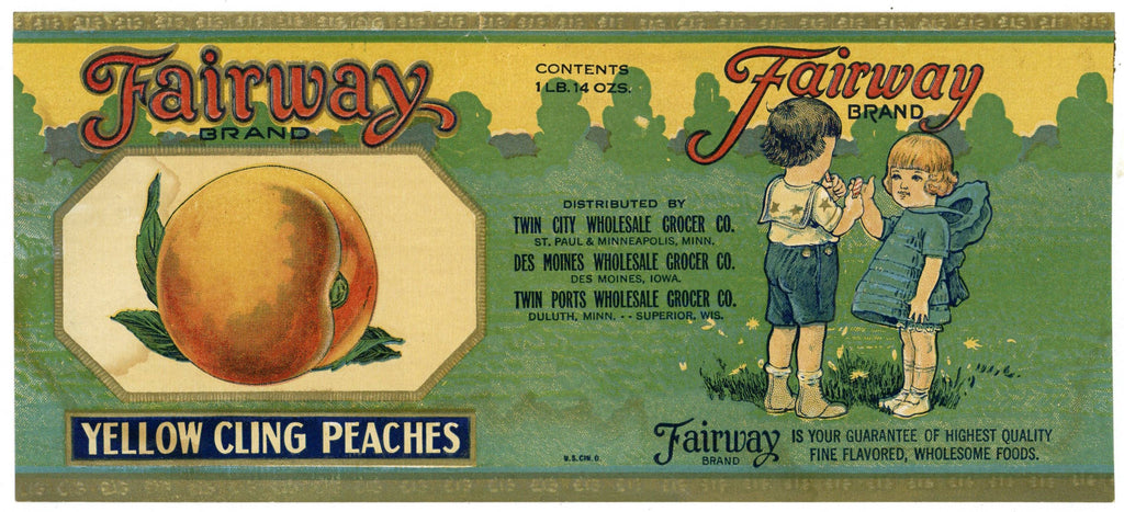 Fairway Brand Vintage Peach Can Label