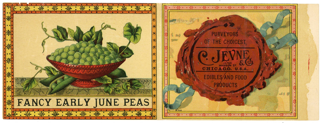 Fancy Early June Peas Brand Vintage Chicago Illinois Can Label