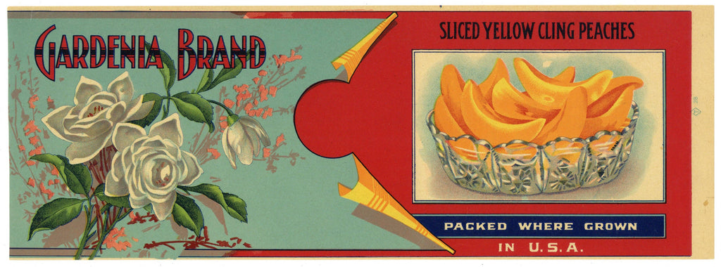 Gardenia  Brand Vintage Cling Peach Can Label