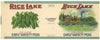 Rice Lake Brand Vintage Chicago Illinois Peas Can Label