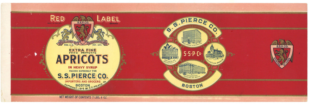 Red Label Brand Vintage Boston Massachusetts Apricot Can Label