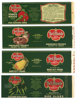 Del Monte Brand Vintage Can Label set of 4, smaller