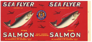 Sea Flyer Brand Vintage Seattle Washington Salmon Can Label