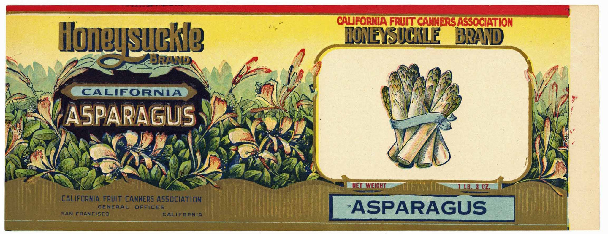 Honeysuckle Brand Vintage Asparagus Can Label