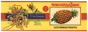 Honeysuckle Brand Vintage Sliced Hawaiian Pineapple Can Label