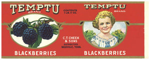 Temptu Brand Vintage Nashville Tennessee Blackberries Can Label