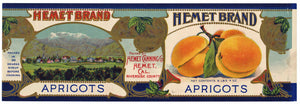 Hemet Brand Vintage Riverside County Apricot Can Label