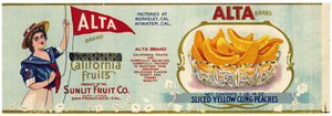 Alta Brand Vintage Sliced Peaches Can Label