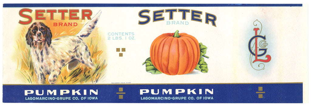 Setter Brand Vintage Iowa Pumpkin Can Label