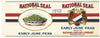 National Seal Brand Vintage Detroit Michigan Early June Peas Can Label