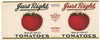 Just Right Brand Vintage St. Louis Missouri Tomato Can Label