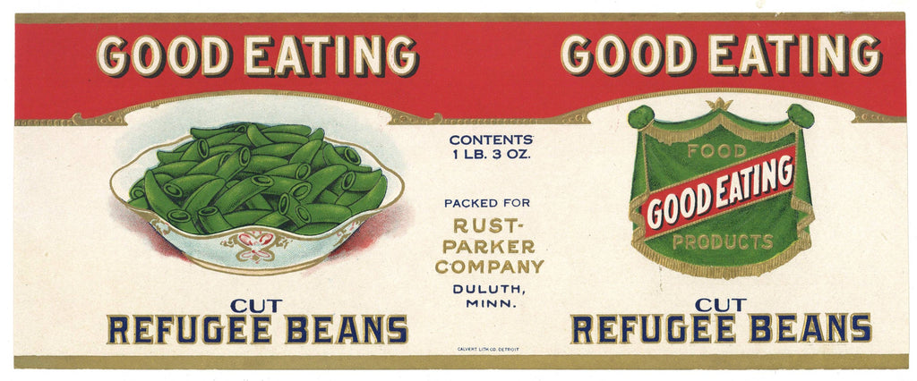 Good Eating Brand Vintage Duluth Minnesota Refugee Beans Can Label