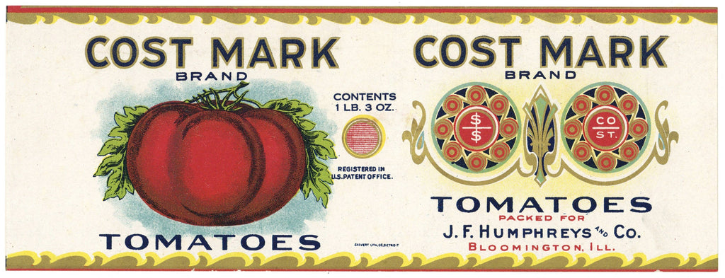 Cost Mark Brand Vintage Bloomington Illinois Can Label