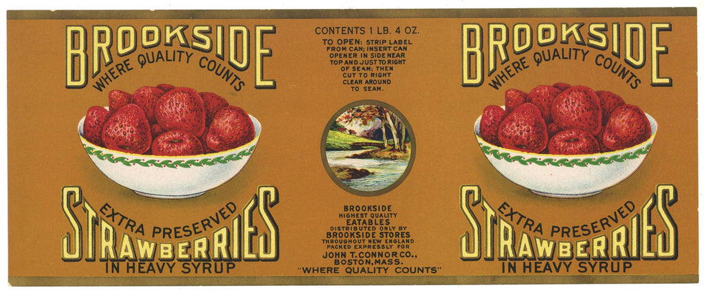Brookside Brand Vintage Boston Massachusetts Strawberry Can Label