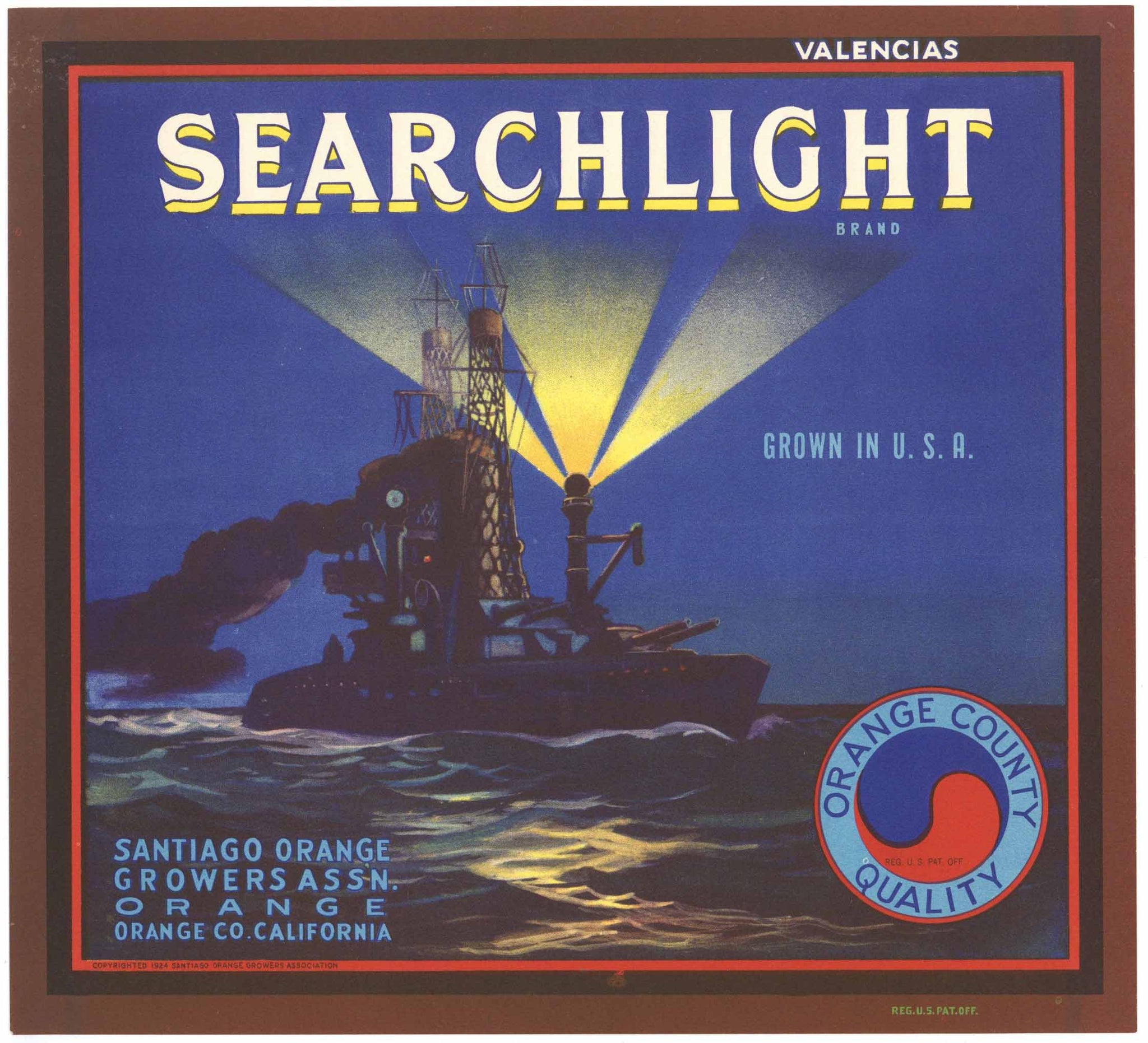 Searchlight Brand Vintage Orange Crate Label, n