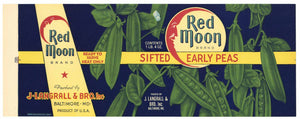 Red Moon Brand Vintage Baltimore Maryland Sifted Early Peas Can Label