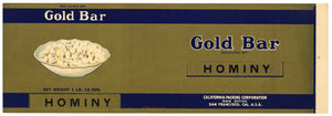 Gold Bar Brand Vintage Hominy Can Label