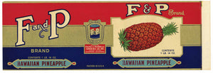 F and P Brand Vintage Richmond California Pineapple Can Label