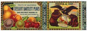 Dessert Bartlett Pears Brand Vintage San Jose Fruit Packing Co. Can Label, Dutch