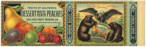 Dessert White Heath Peaches Brand Vintage San Jose Fruit Packing Co. Can Label