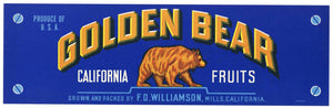 Golden Bear Brand Vintage Fruit Crate Label, long