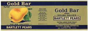 Gold Bar Brand Vintage Bartlett Pears Can Label