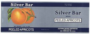 Silver Bar Brand Vintage Peeled Apricots Can Label