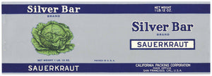 Silver Bar Brand Vintage Sauerkraut Can Label