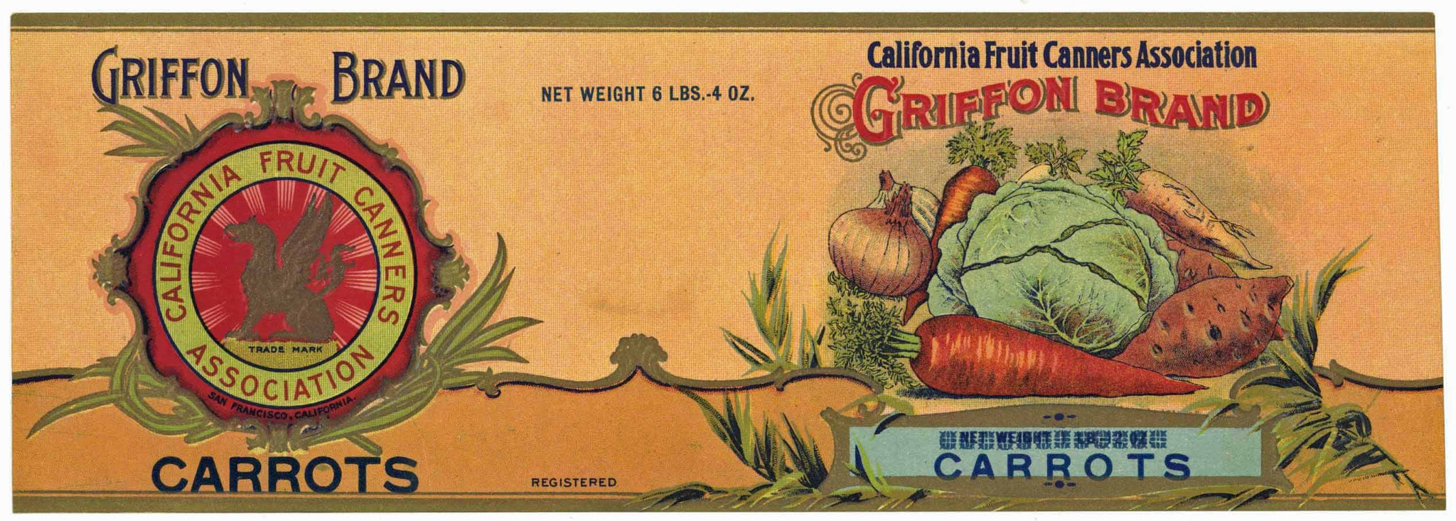 Griffon Brand Vintage Carrots Can Label