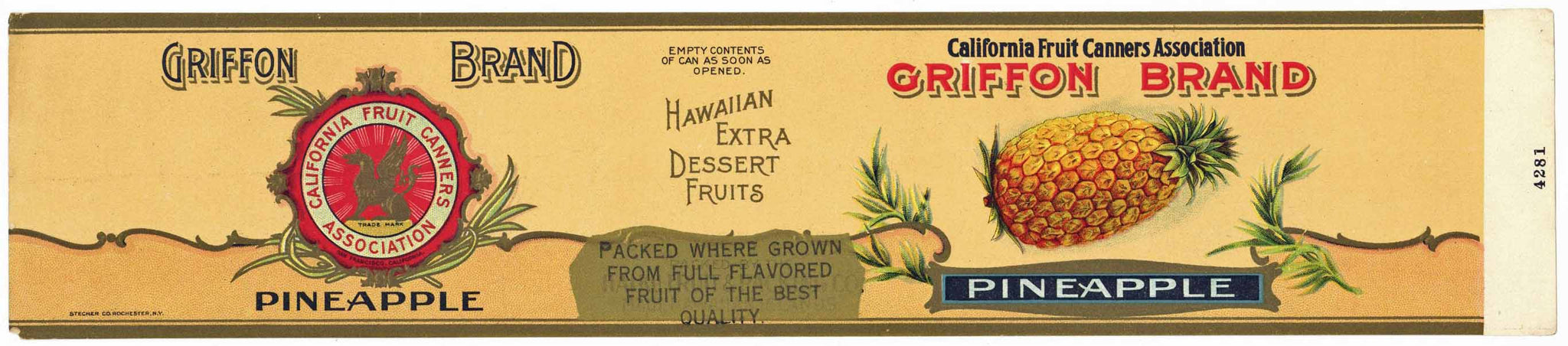 Griffon Brand Vintage Pineapple Can Label