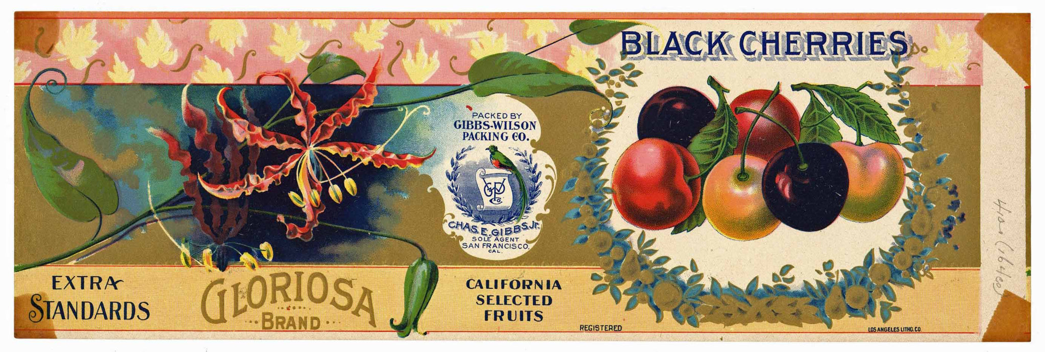 Gloriosa Brand Vintage Cherry Can Label