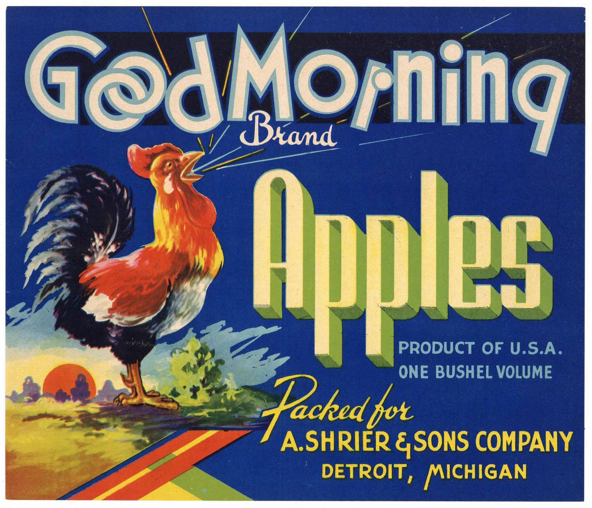 Good Morning Brand Vintage Detroit Michigan Apple Crate Label