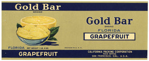 Gold Bar Brand Vintage Grapefruit Can Label