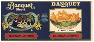 Banquet Brand Vintage Sliced Yellow Peaches Can Label, S