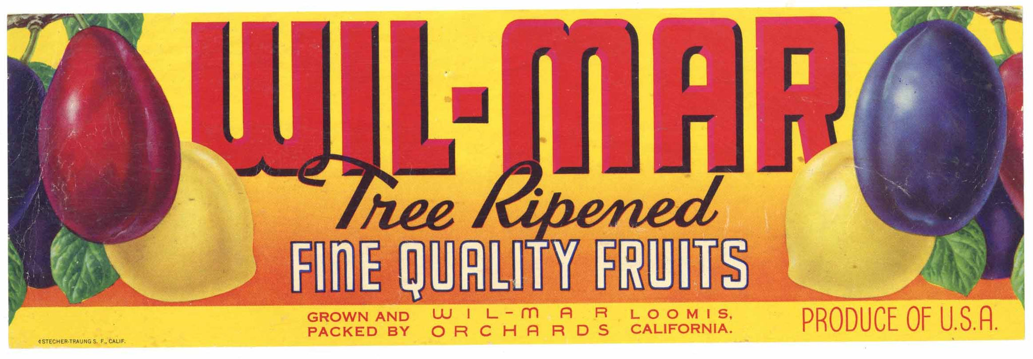 Wil-Mar Brand Vintage Loomis California Fruit Crate Label, soaker