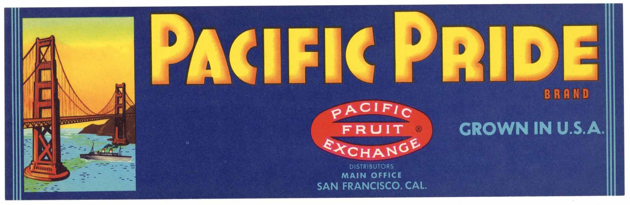 Pacific Pride Brand Vintage Fruit Crate Label, smaller