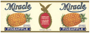 Miracle Brand Vintage Hawaiian Pineapple Can Label