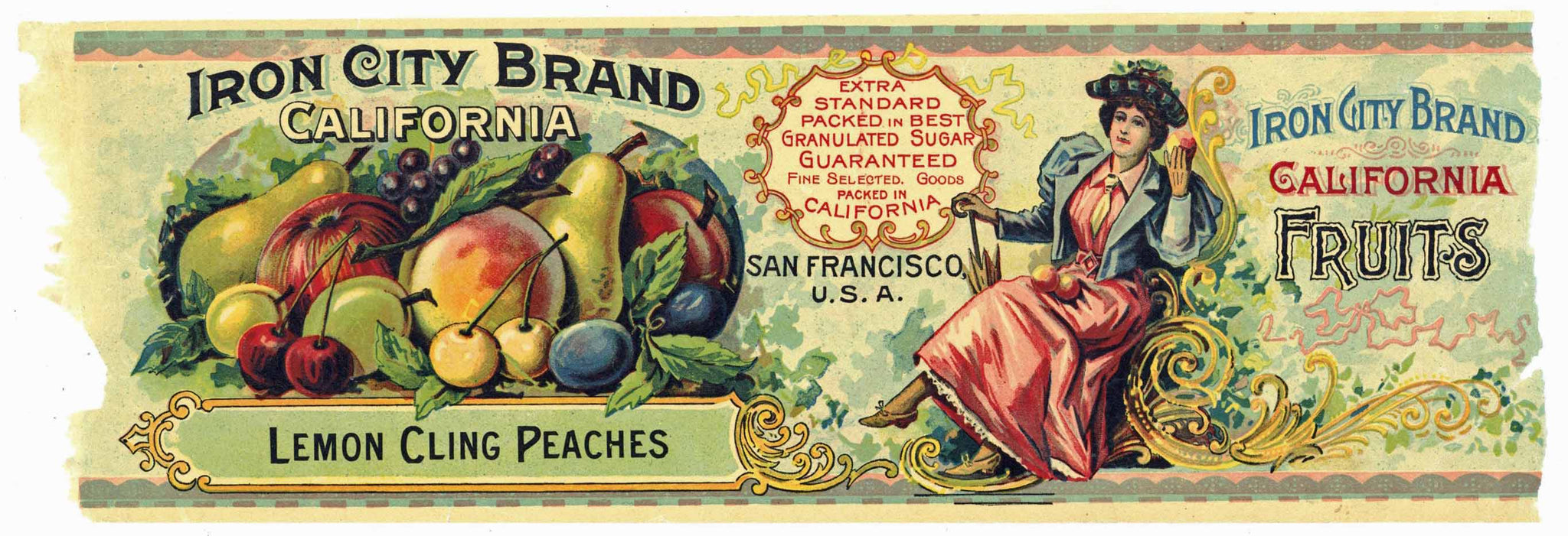 Iron City Brand Vintage California Peach Can Label